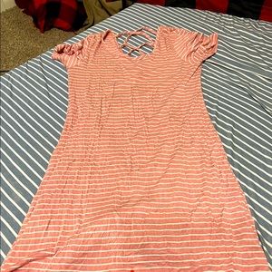Pink and white striped dress